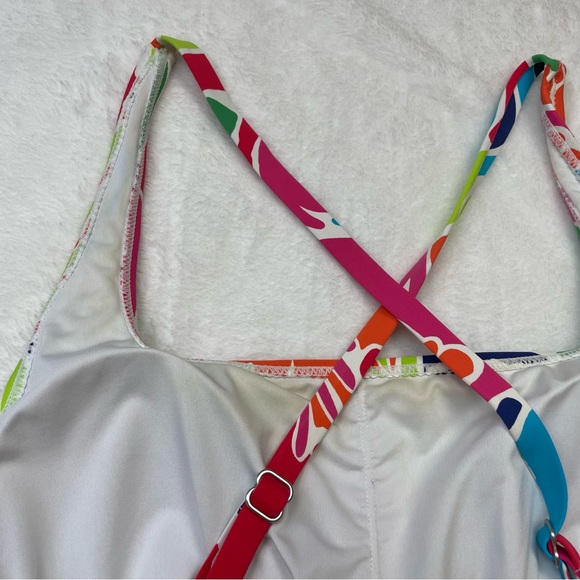 NAUTICA Tropical Open Back Criss Cross Vibrant One Piece Bathing Suit - Picture 14 of 16